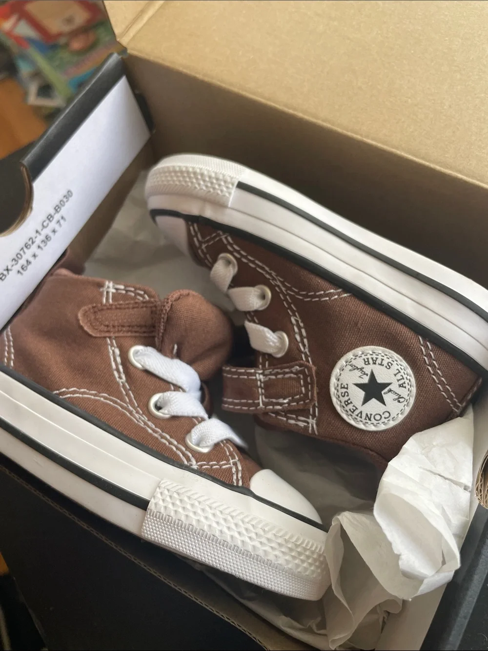 Converse Kids Brown High Top Sneakers with White Trim